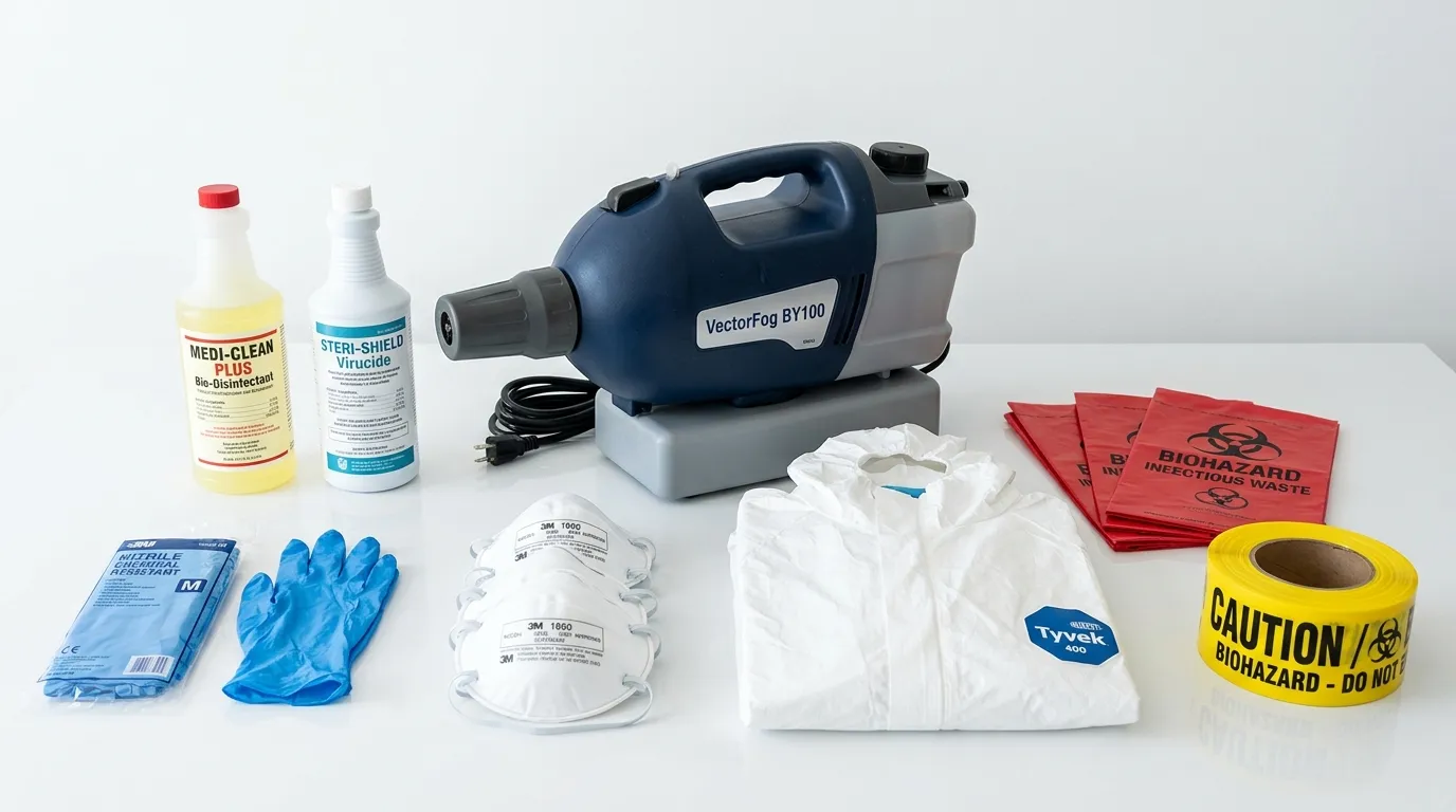 Professional biohazard remediation crew working in Holly