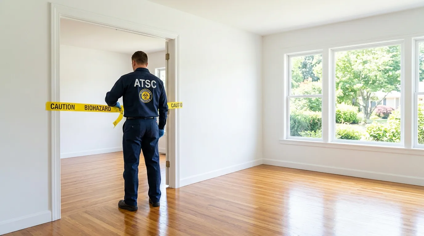 Certified biohazard cleanup crew performing Decomposition Cleanup in Holly